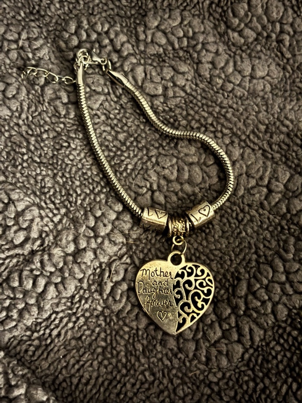 Mother and Daughter Forever Heart Charm Bracelet - Gold Tone